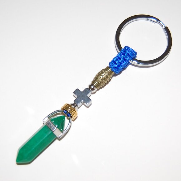 Jade keychain,Cross Keychain,Good Wishes Gift - Picture 1 of 2